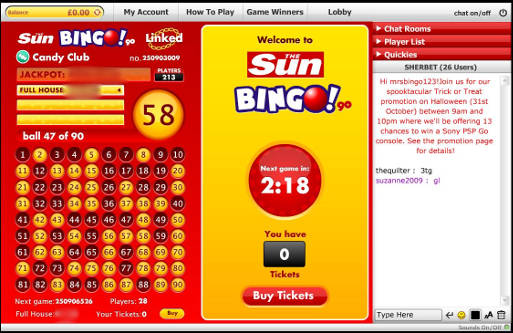 Sun Bingo Interface