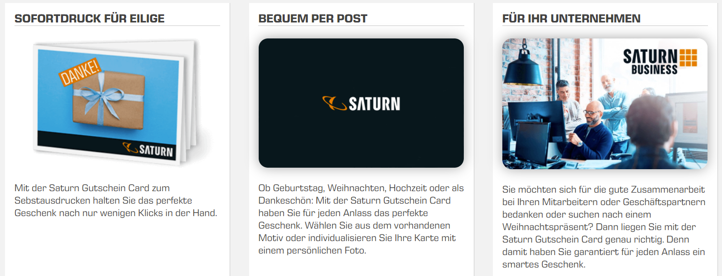 Saturn Gutschein Card