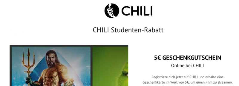 CHILI Gutschein 5€ Rabatt für Studenten