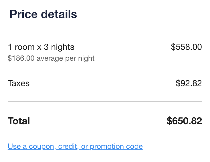 Locate the promo code box to apply your Orbitz coupon. 