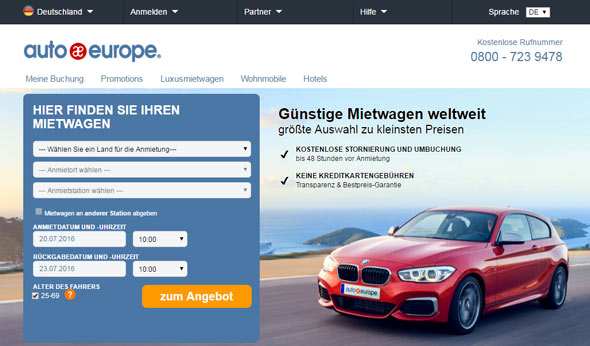 Autoeurope аренда авто