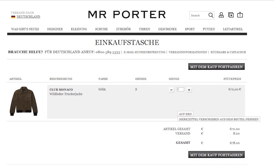 Mr Porter Gutschein