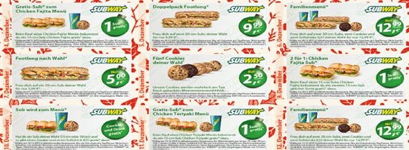 3,49€ Subway Gutscheine & Rabatt - Mai 2023 - Gutscheinsammler